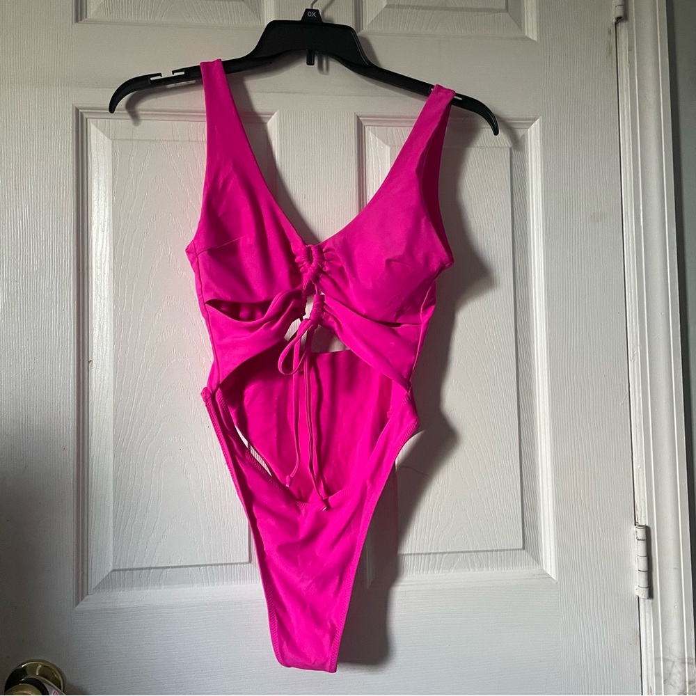 Hot Pink Cutout One-Piece Swimsuit
